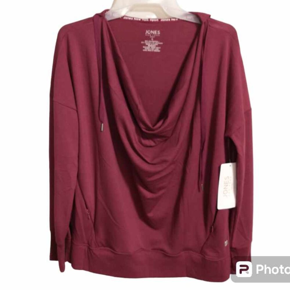 JONES NEW YORK SPORT women's pullover hooded sweatshirt burgundy Small  w-031